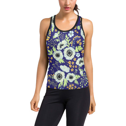 Anemone Pattern Print Design AM06 Women's Racerback Tank Top