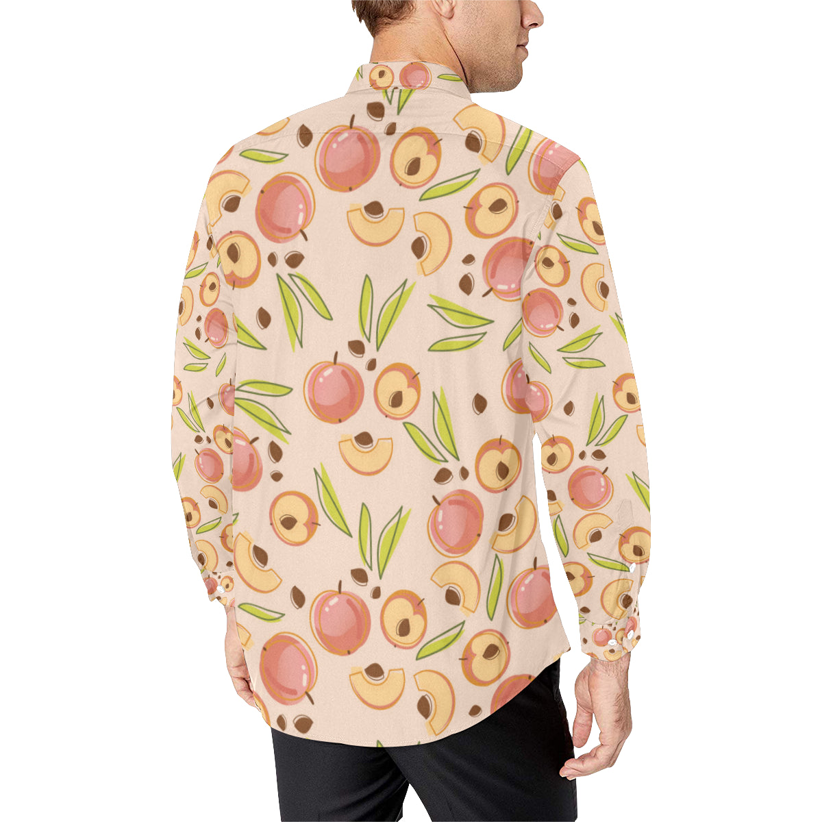 Peach Pattern Print Design A01 Men's Long Sleeve Shirt