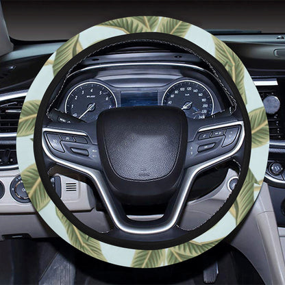 Banana Leaf Pattern Print Design BL03 Steering Wheel Cover with Elastic Edge
