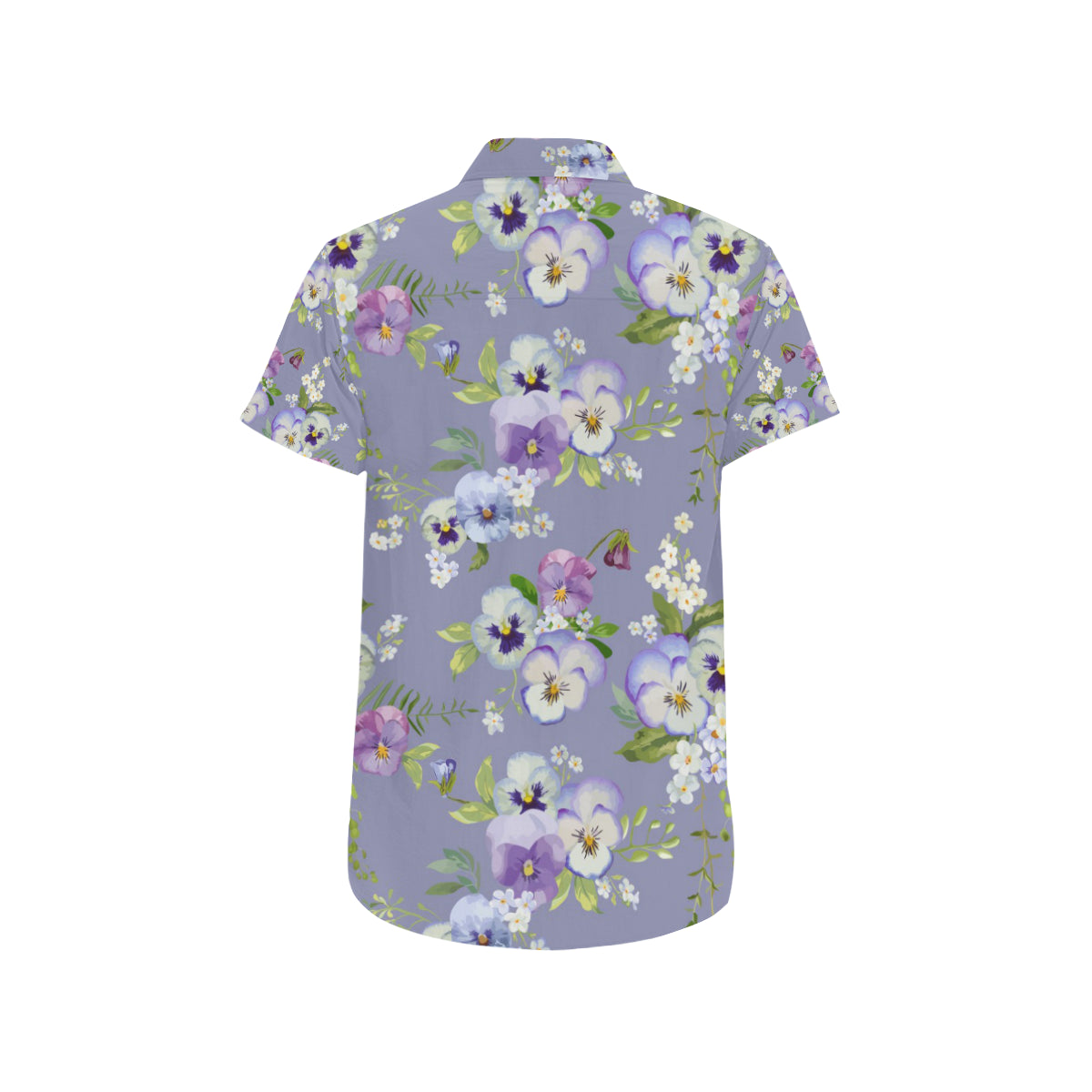 Pansy Pattern Print Design PS05 Men's Short Sleeve Button Up Shirt