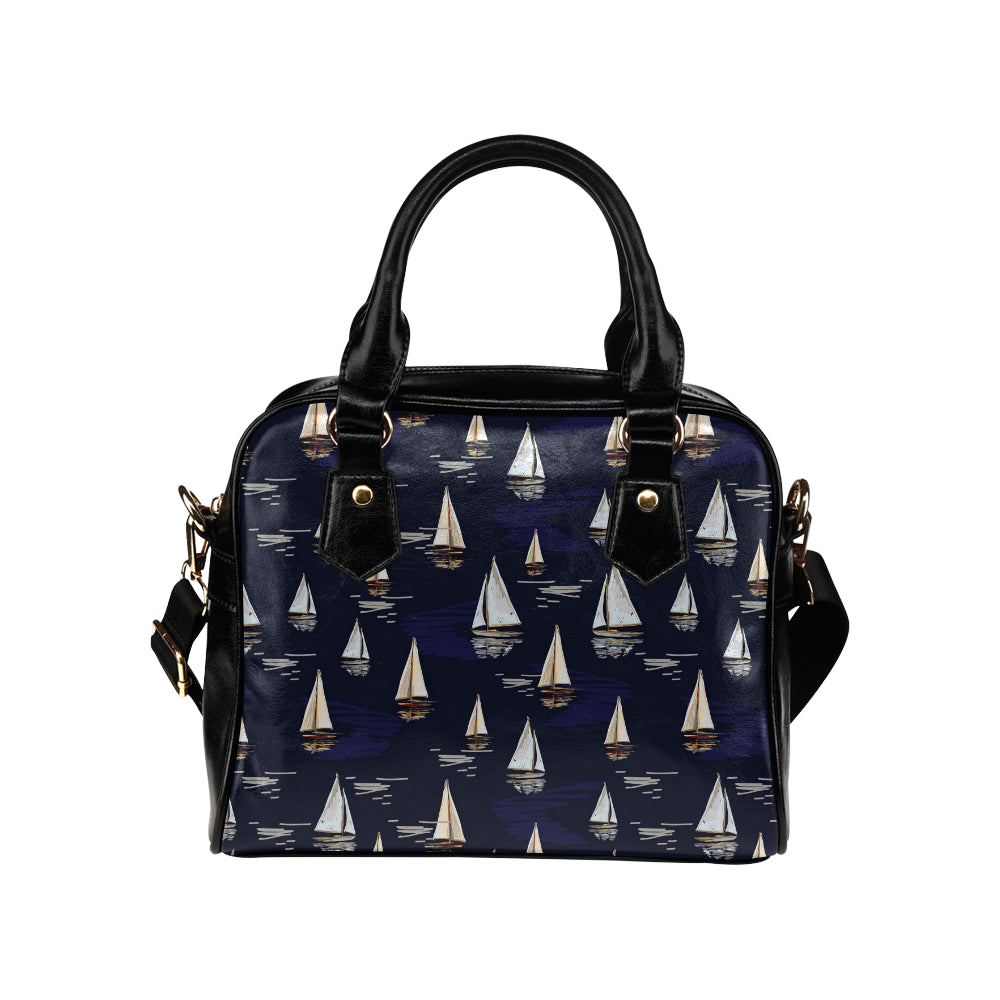Sailing Ships Pattern Print Design A05 Shoulder Handbag