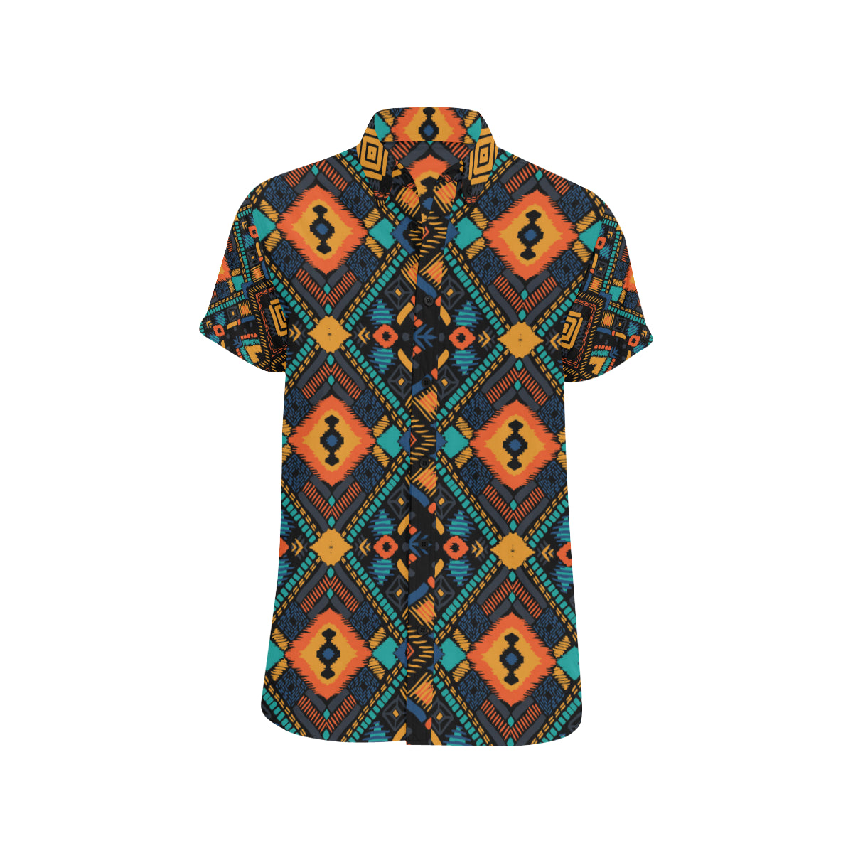 Kente Pattern Print Design 04 Men's Short Sleeve Button Up Shirt