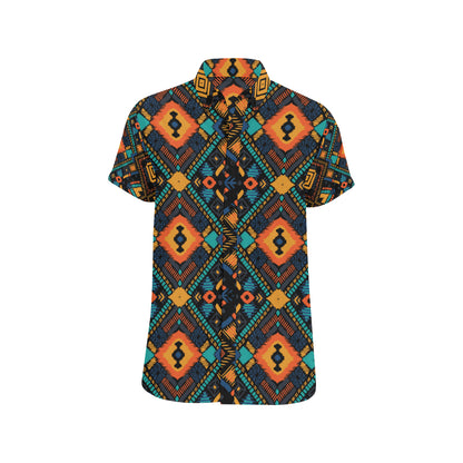 Kente Pattern Print Design 04 Men's Short Sleeve Button Up Shirt