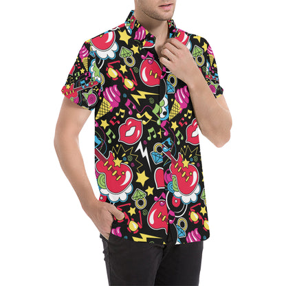 Pop Art Pattern Print Design A04 Men's Short Sleeve Button Up Shirt