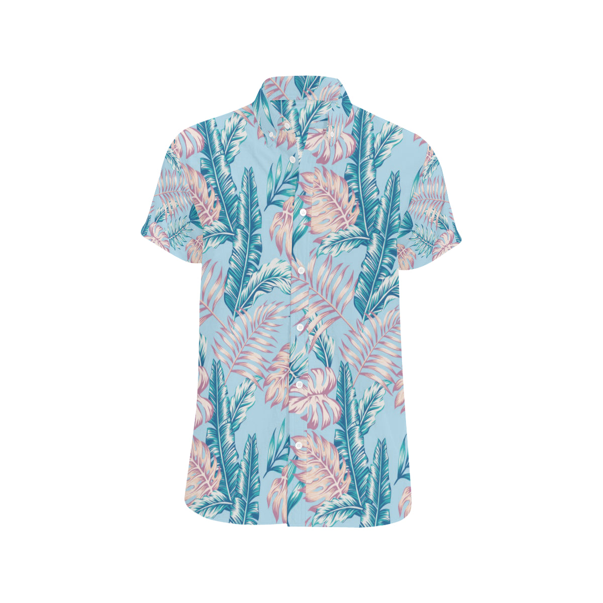 Tropical Flower Pattern Print Design TF01 Men's Short Sleeve Button Up Shirt