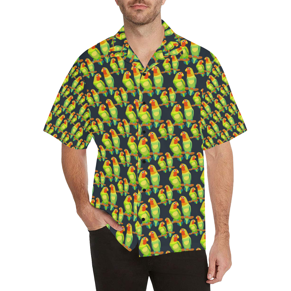 Lovebird Pattern Print Design 01 Men's Hawaiian Shirt