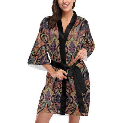 Bohemian Pattern Print Design 06 Women's Short Kimono