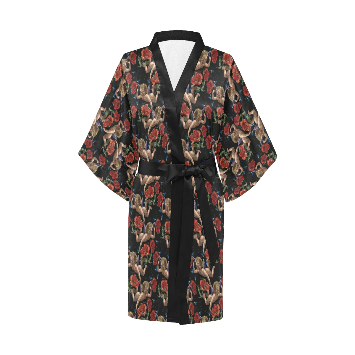 Cupid Pattern Print Design 05 Women's Short Kimono
