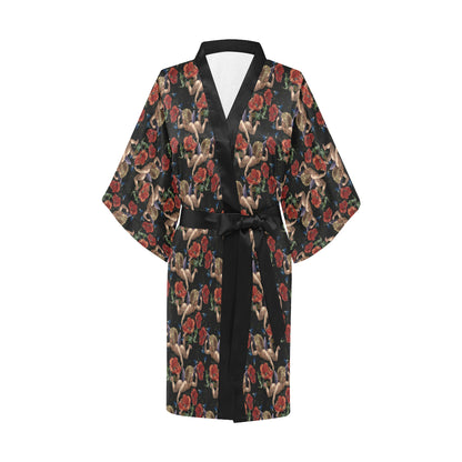 Cupid Pattern Print Design 05 Women's Short Kimono
