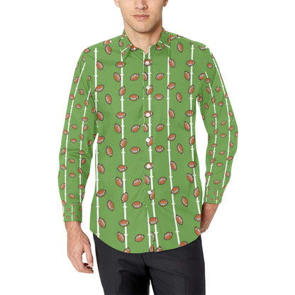 American Football on Field Themed Print Men's Long Sleeve Shirt