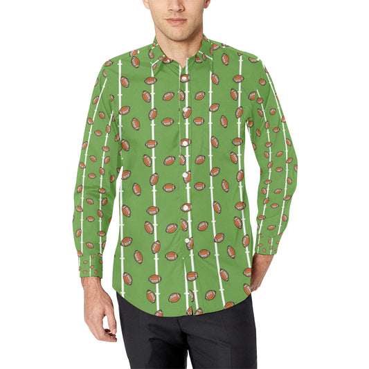 American Football on Field Themed Print Men's Long Sleeve Shirt