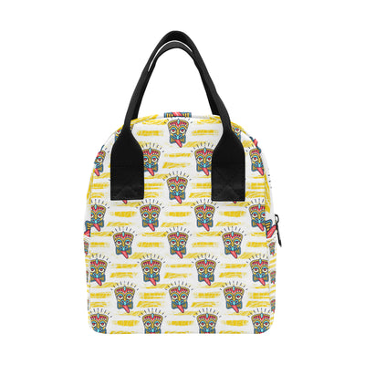 Tiki Smile Mask Print Pattern Insulated Lunch Bag