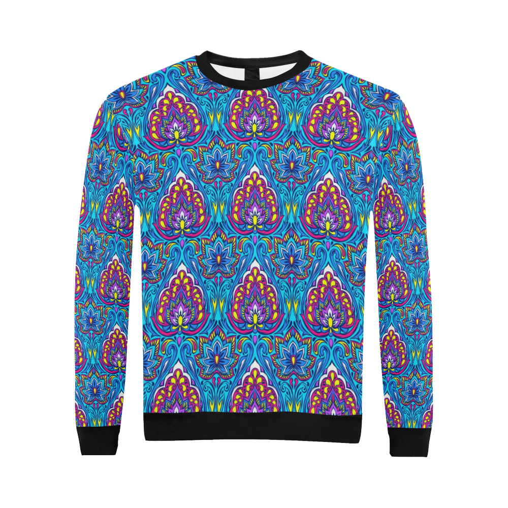 lotus Boho Pattern Print Design LO010 Men Long Sleeve Sweatshirt
