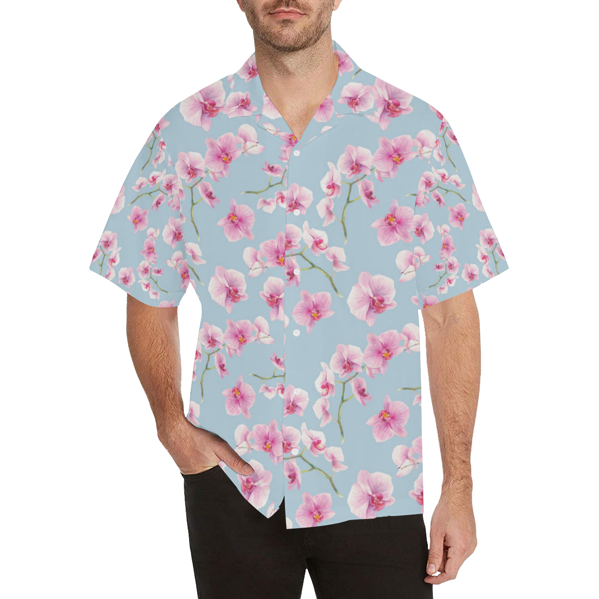 Orchid Pattern Print Design A01 Men's Hawaiian Shirt