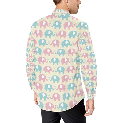 Elephant Baby Pastel Print Pattern Men's Long Sleeve Shirt