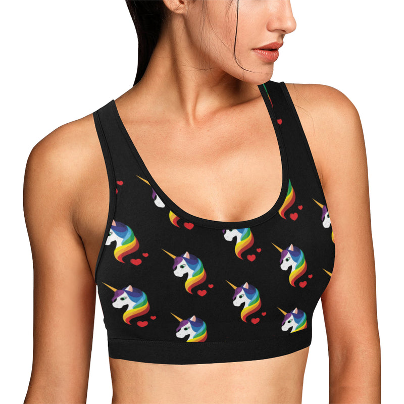 Rainbow Unicorn Pattern Print Design A03 Sports Bra