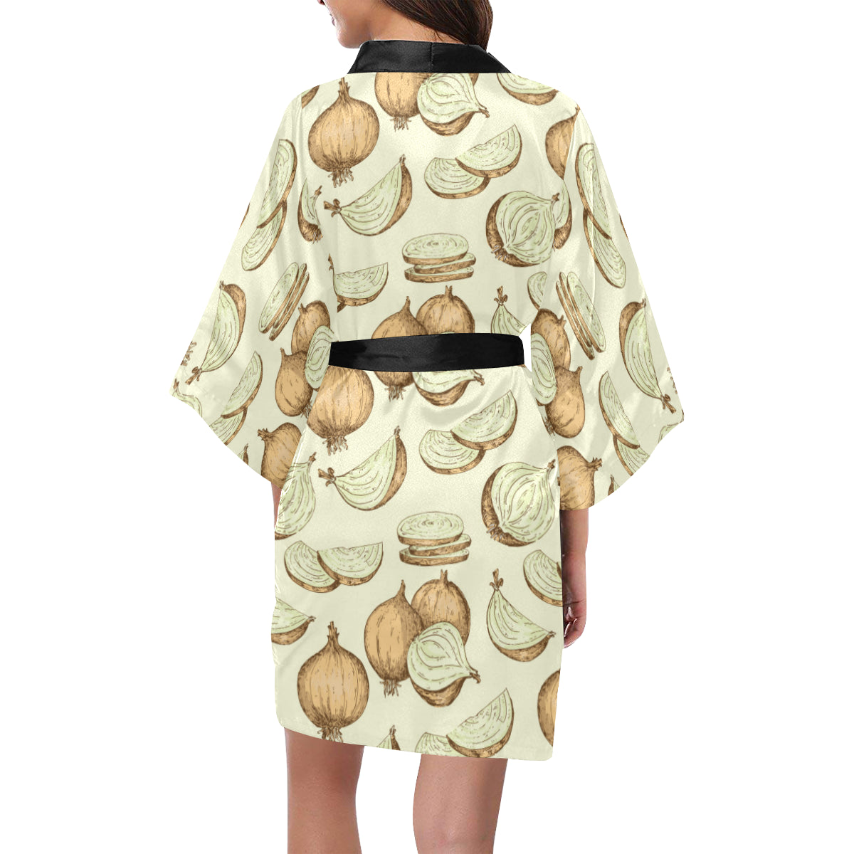 Onion Pattern Print Design A02 Women's Short Kimono