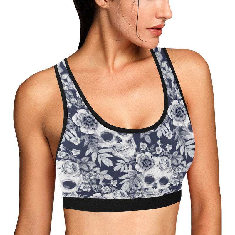 Skull Floral Beautiful Sports Bra