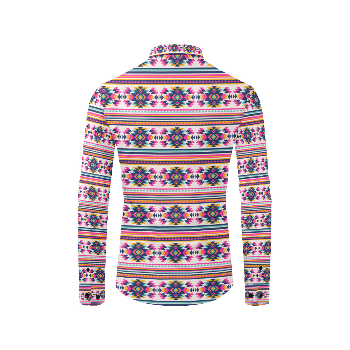 Indian Navajo Neon Themed Design Print Men's Long Sleeve Shirt