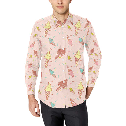Ice Cream Pattern Print Design 02 Men's Long Sleeve Shirt