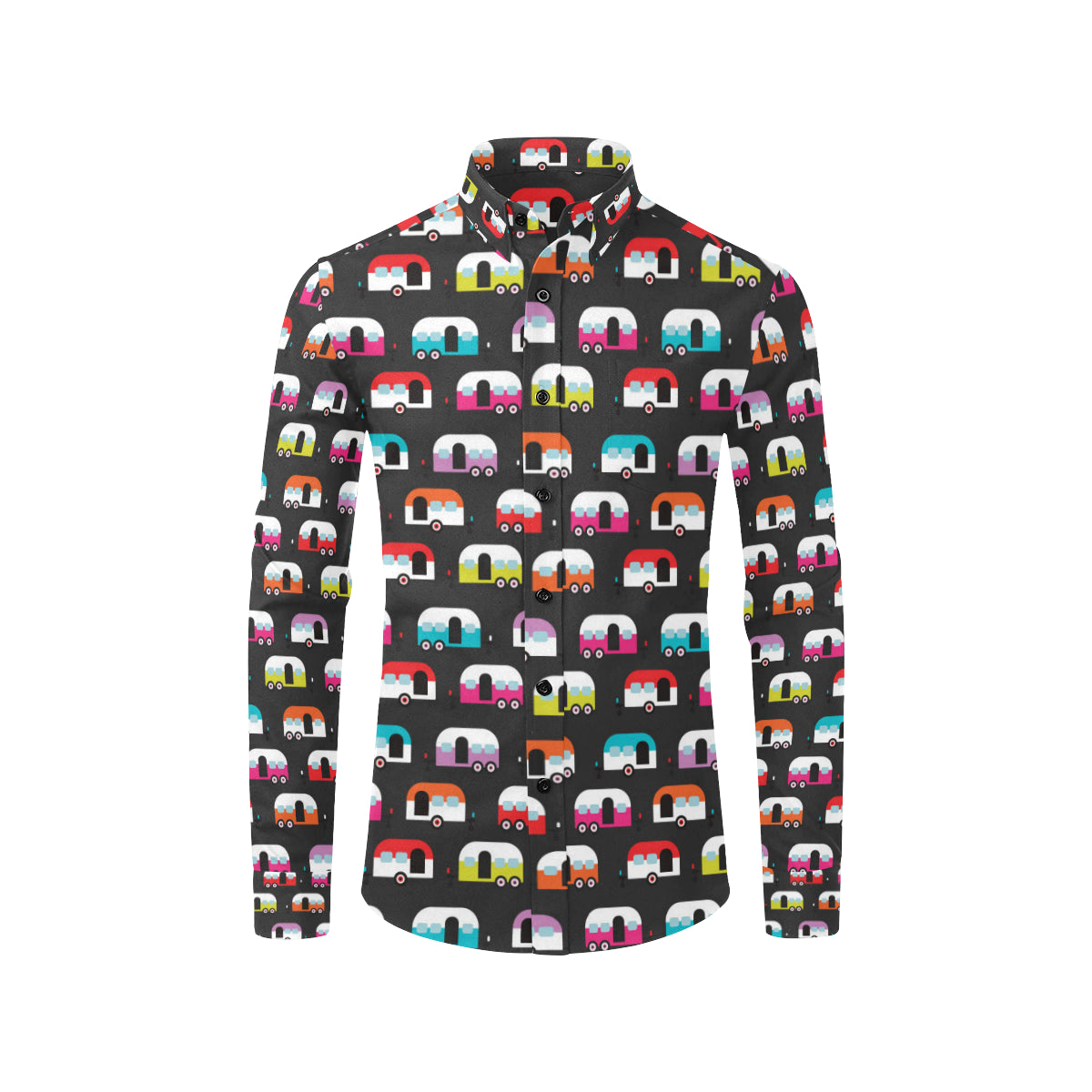 Camper Caravan Pattern Men's Long Sleeve Shirt