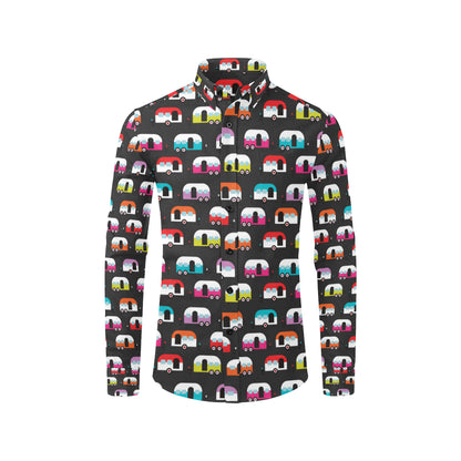 Camper Caravan Pattern Men's Long Sleeve Shirt