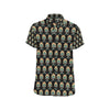 American indian Skull Pattern Men's Short Sleeve Button Up Shirt