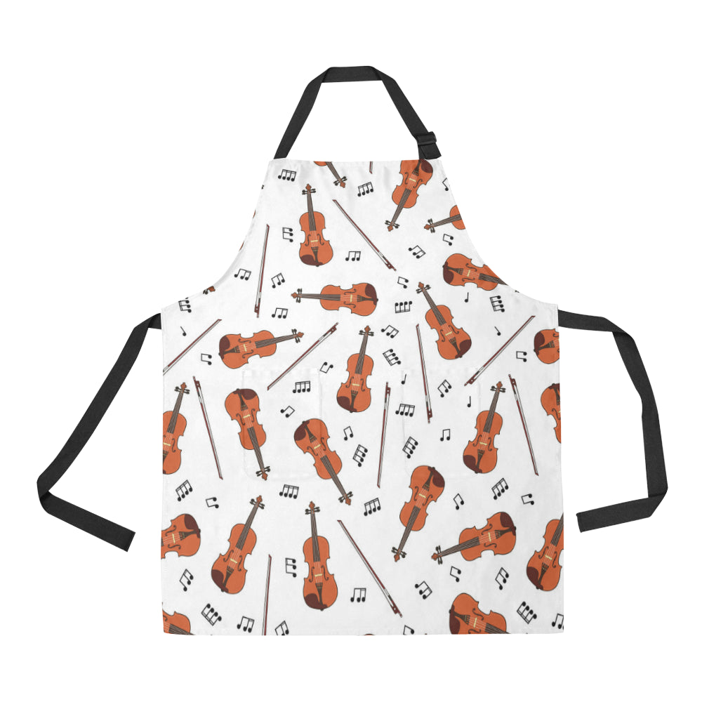 Violin Pattern Print Design 02 Apron with Pocket