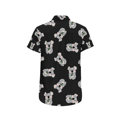 Koala Pattern Print Design 05 Men's Short Sleeve Button Up Shirt