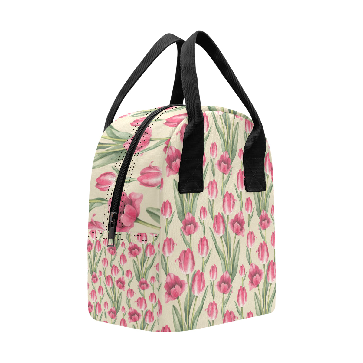 Tulip Pink Pattern Print Design TP06 Insulated Lunch Bag
