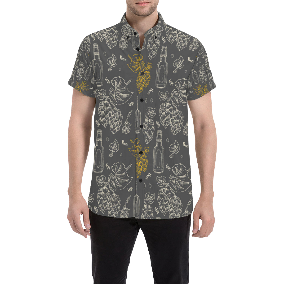 Hope Pattern Print Design 01 Men's Short Sleeve Button Up Shirt