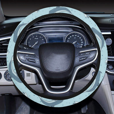 Narwhal Dolphin Print Steering Wheel Cover with Elastic Edge