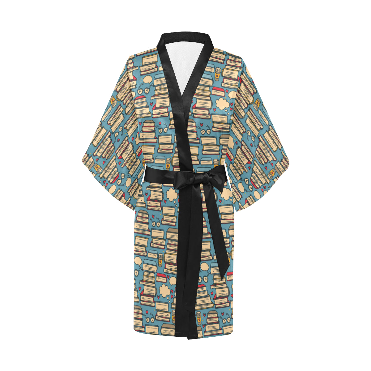 Book Pattern Print Design 03 Women's Short Kimono