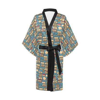 Book Pattern Print Design 03 Women's Short Kimono