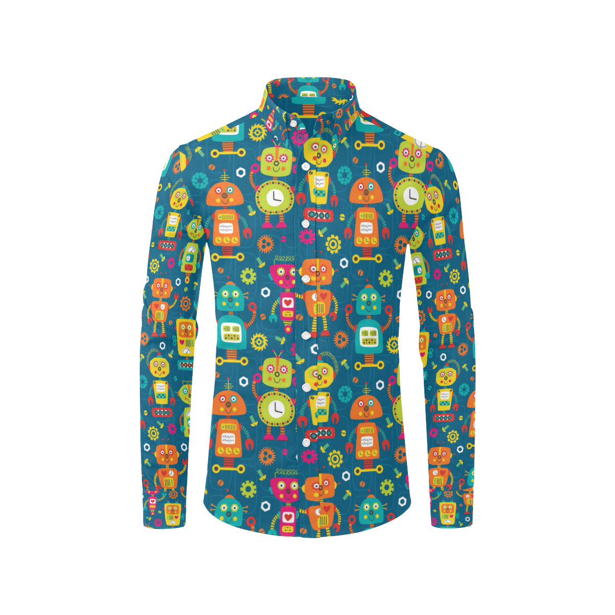 Robot Pattern Print Design A04 Men's Long Sleeve Shirt