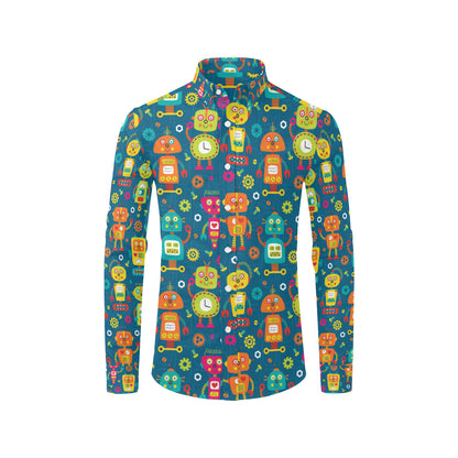 Robot Pattern Print Design A04 Men's Long Sleeve Shirt