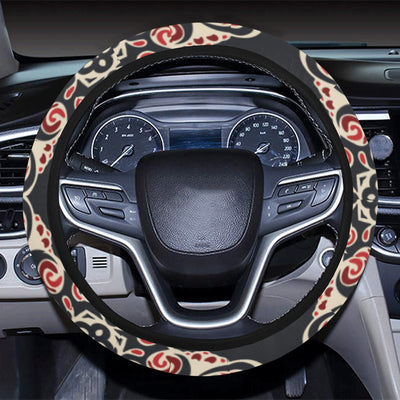 Medallion Pattern Print Design 01 Steering Wheel Cover with Elastic Edge