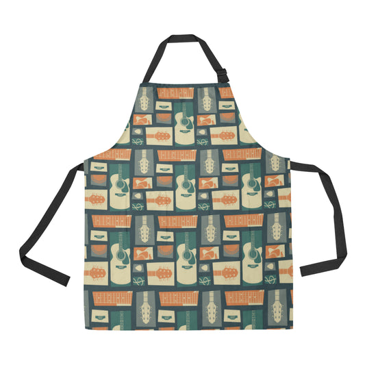 Acoustic Guitar Pattern Print Design 02 Apron with Pocket