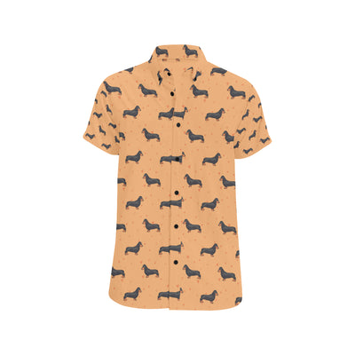 Dachshund Draw Print Pattern Men's Short Sleeve Button Up Shirt