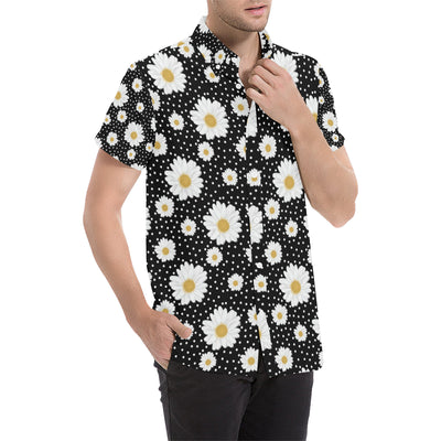 Daisy Pattern Print Design DS02 Men's Short Sleeve Button Up Shirt