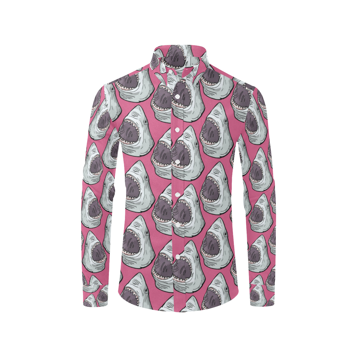 Great White Shark Pattern Print Design 01 Men's Long Sleeve Shirt