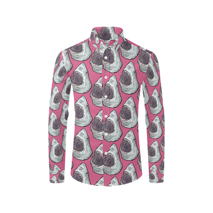Great White Shark Pattern Print Design 01 Men's Long Sleeve Shirt