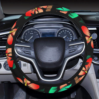 Hawaiian Themed Pattern Print Design H022 Steering Wheel Cover with Elastic Edge