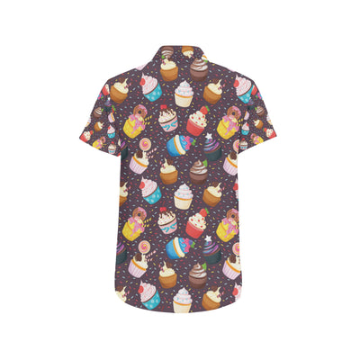 Cupcakes Party Print Pattern Men's Short Sleeve Button Up Shirt