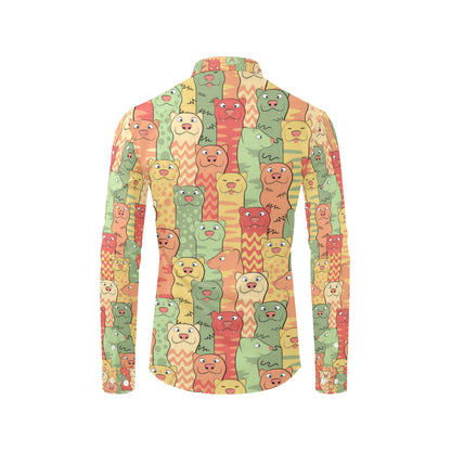 Ferret Pattern Print Design 01 Men's Long Sleeve Shirt