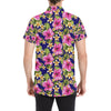 Pink Hibiscus Pattern Print Design HB027 Men's Short Sleeve Button Up Shirt