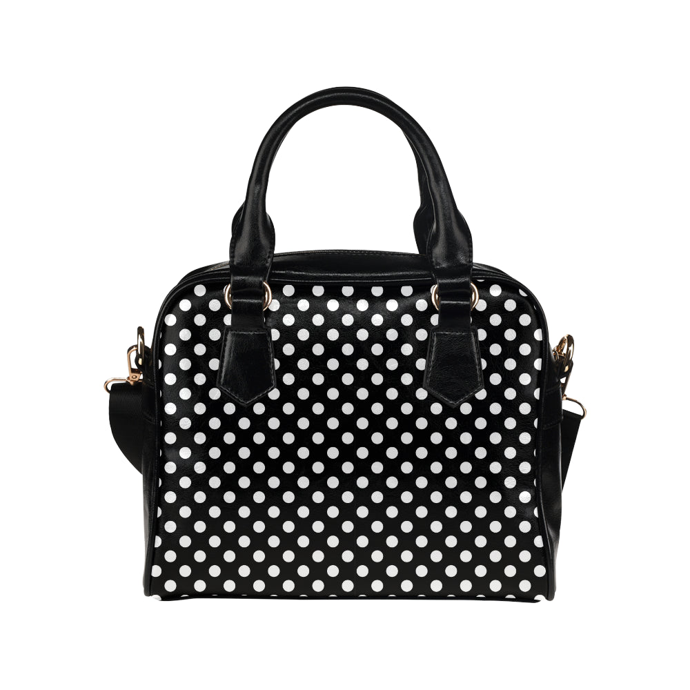 Polka Dot Black White Pattern Print Design 03 Shoulder Handbag