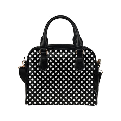 Polka Dot Black White Pattern Print Design 03 Shoulder Handbag
