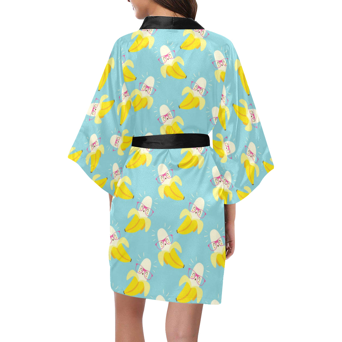Banana Pattern Print Design BA07 Women's Short Kimono