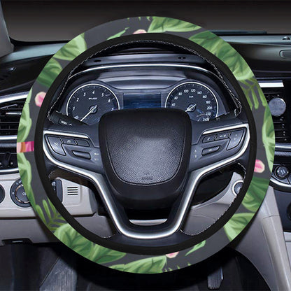 Summer Floral Pattern Print Design SF010 Steering Wheel Cover with Elastic Edge